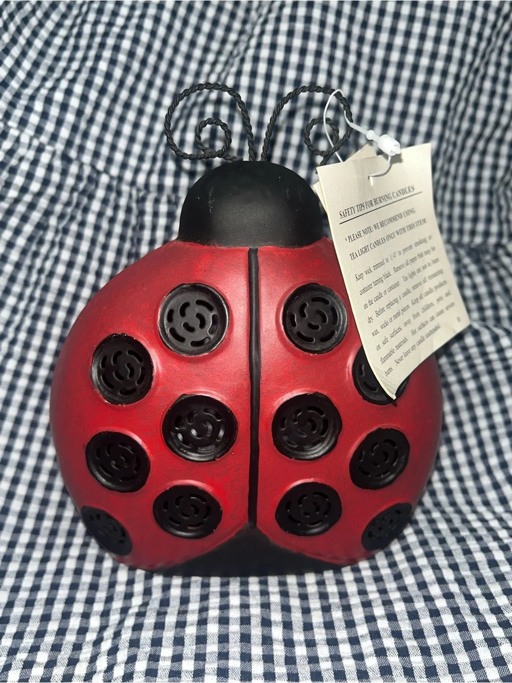 Primitive Ladybug Tea Lite Votive Candle Holder NWT Tender Heart Treasures 2002